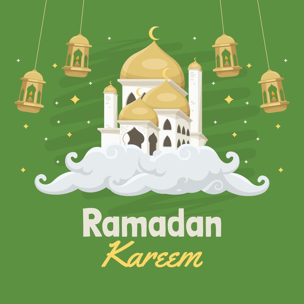 Ramadán kareem islámico saludo vector