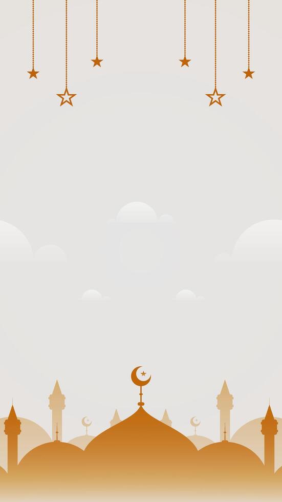 Serenity In Light Gold Blank Vertical Vector Background Of Simple Islamic Landscape With Hanging Star Decor