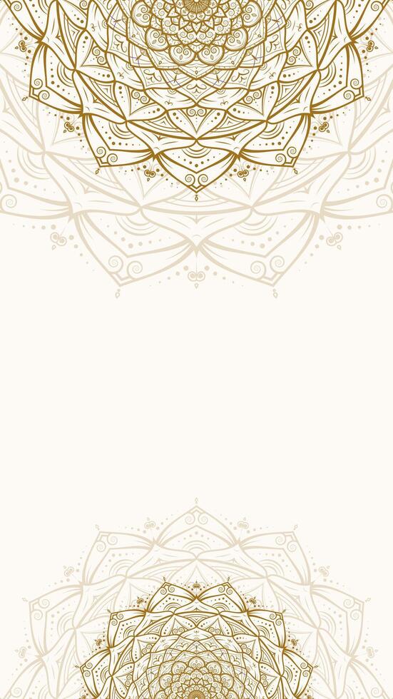 Intricate Floral Mandala Ornaments on a Luminous White Gold Vertical Vector Background