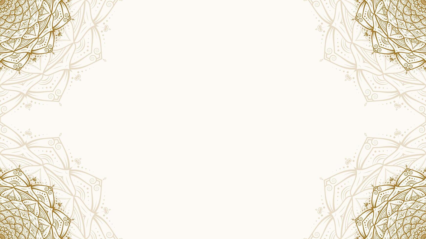 Luxurious White Golden Horizontal Vector Background Decorated with Intricate Mandala Ornaments