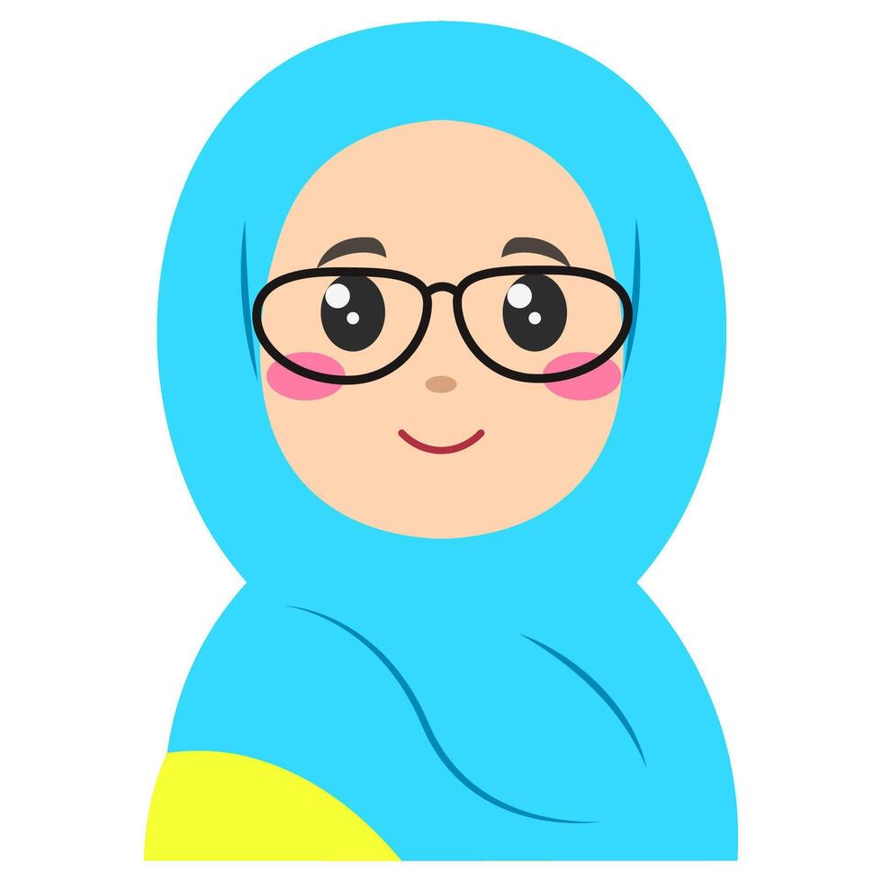 Cute sticker of woman in hijab, art illustration vector