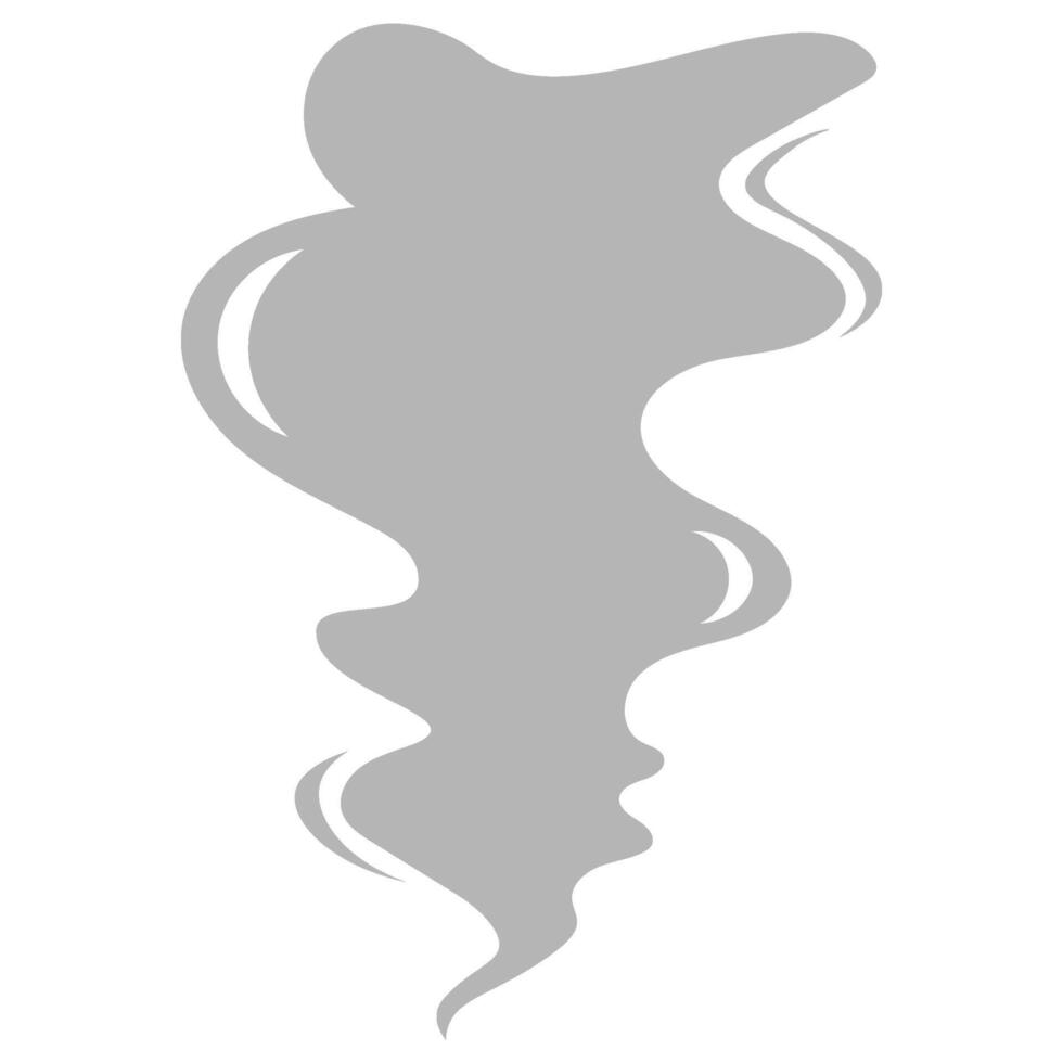 Wavy gray smoke, digital art illustration vector