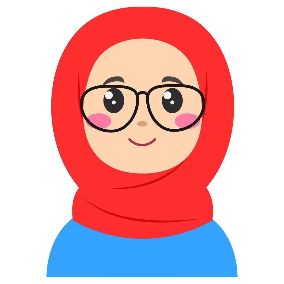 Cute sticker of woman in hijab, art illustration vector