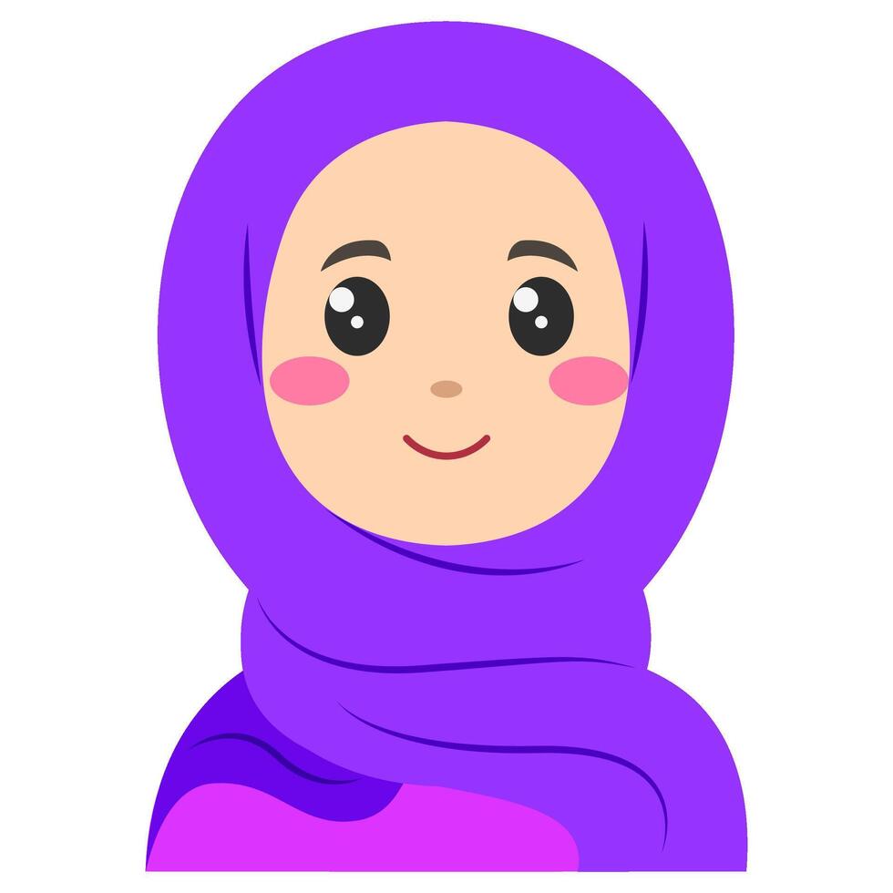 Cute sticker of woman in hijab, art illustration vector