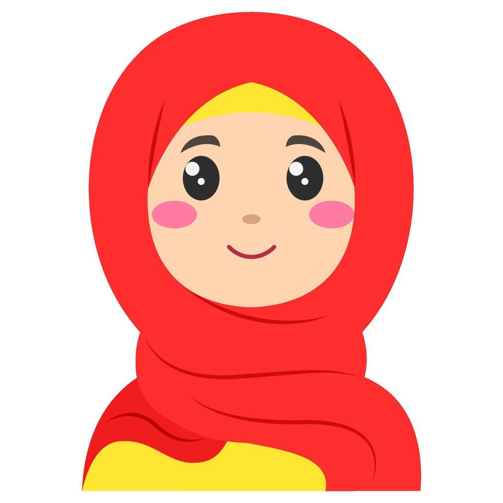 Cute sticker of woman in hijab, art illustration vector