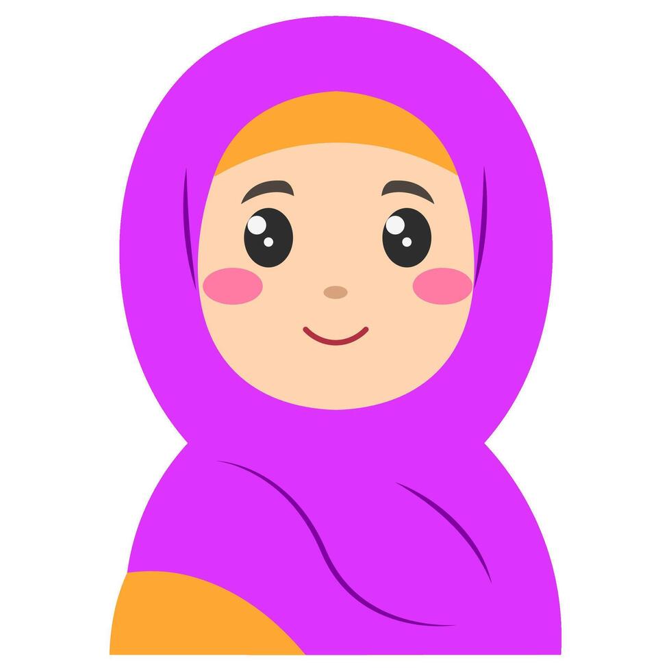 Cute sticker of woman in hijab, art illustration vector