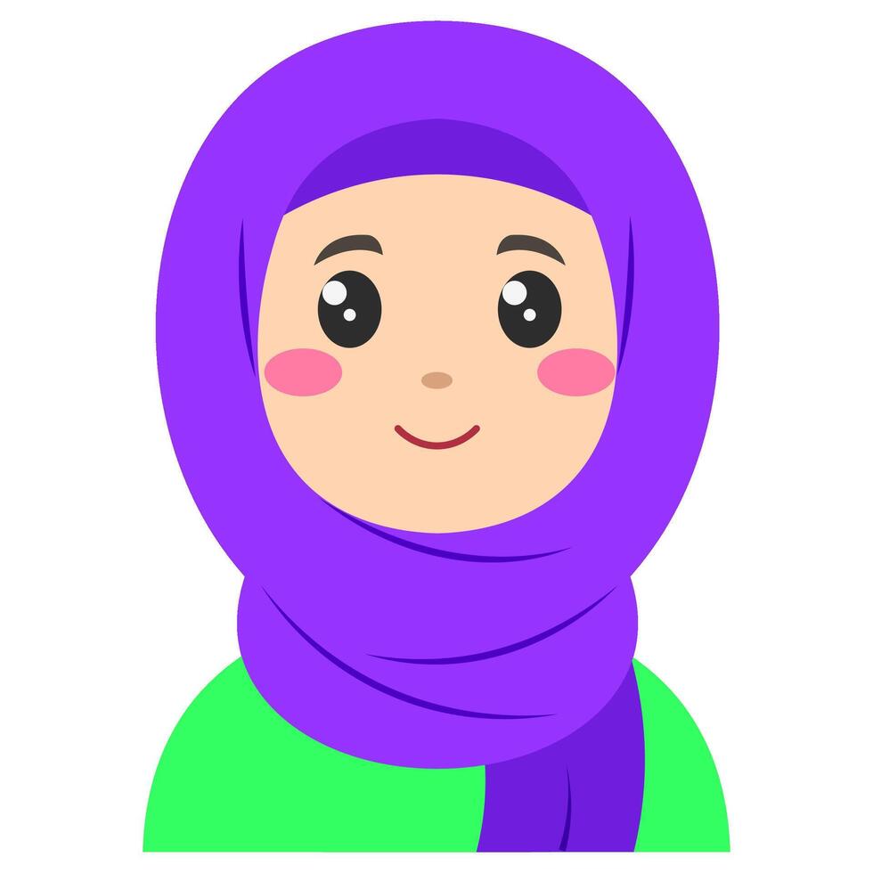 Cute sticker of woman in hijab, art illustration vector