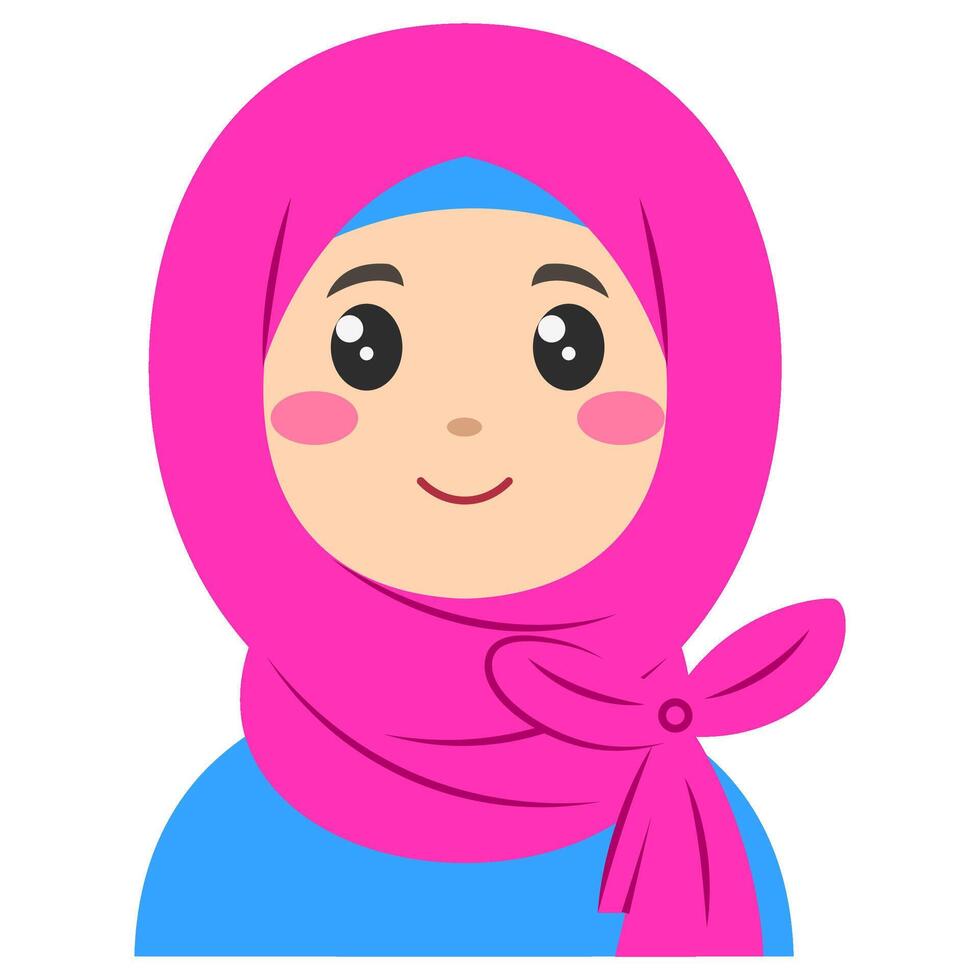 Cute sticker of woman in hijab, art illustration vector