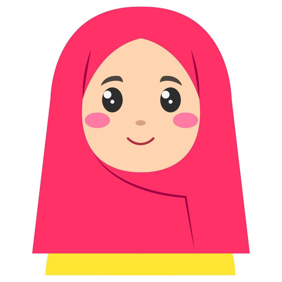 Cute sticker of woman in hijab, art illustration vector