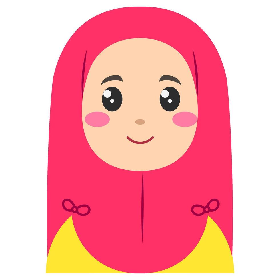 Cute sticker of woman in hijab, art illustration vector