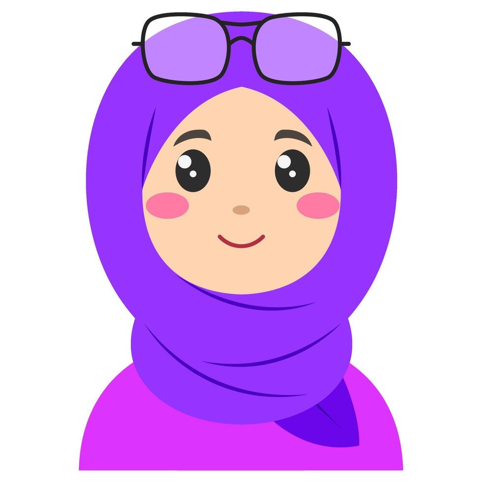 linda pegatina de mujer en hiyab, Arte ilustración vector