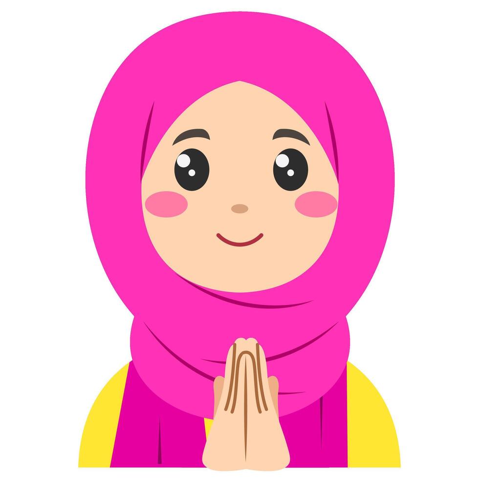 Cute sticker of woman in hijab, art illustration vector