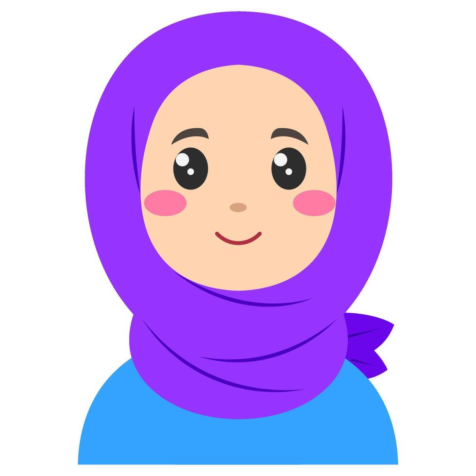 linda pegatina de mujer en hiyab, Arte ilustración vector