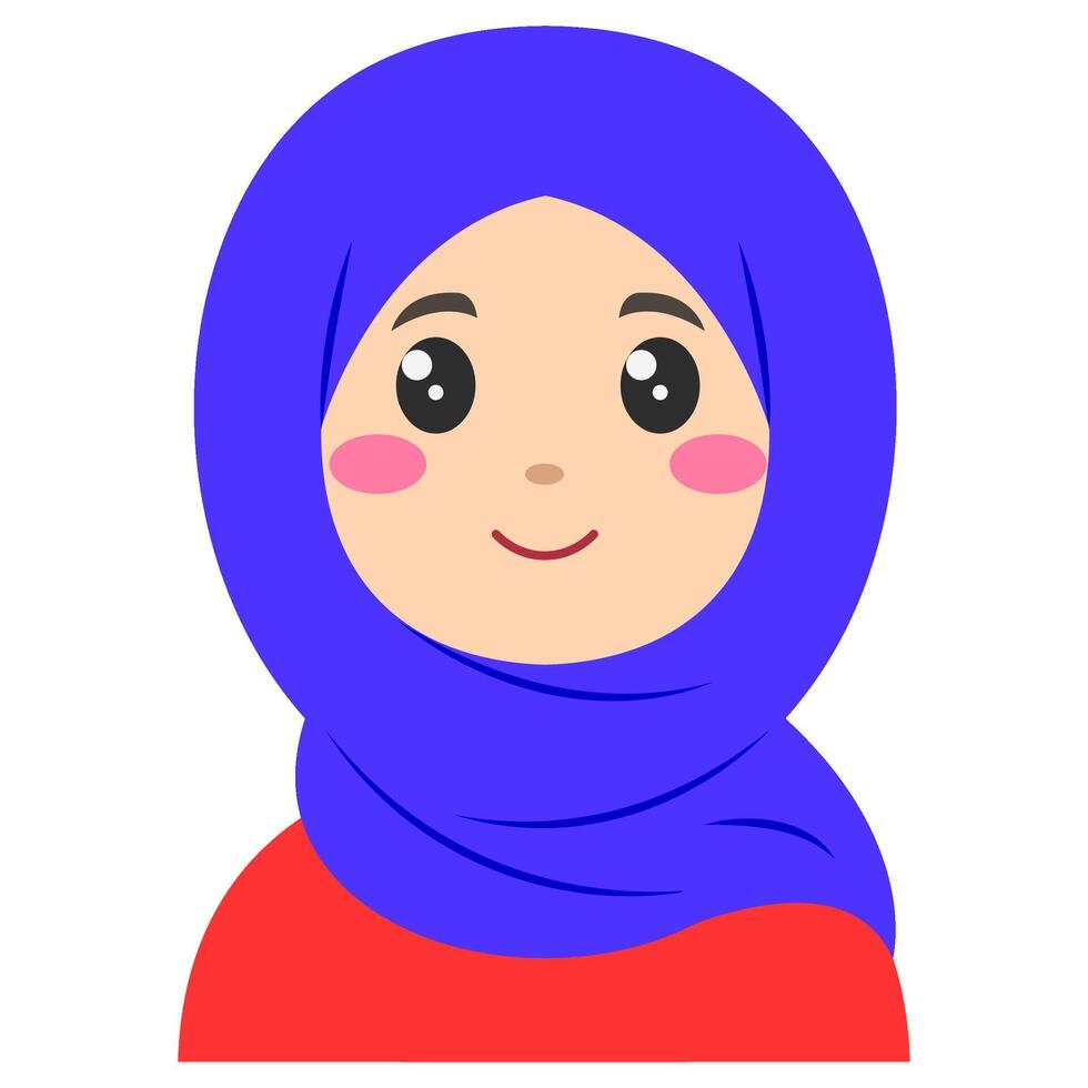 Cute sticker of woman in hijab, art illustration vector