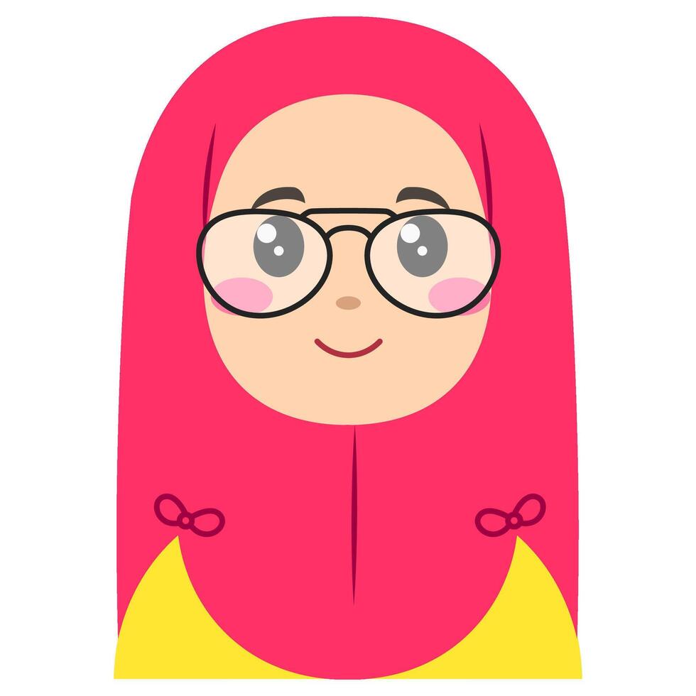 Cute sticker of woman in hijab, art illustration vector