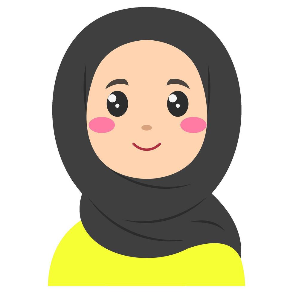 Cute sticker of woman in hijab, art illustration vector