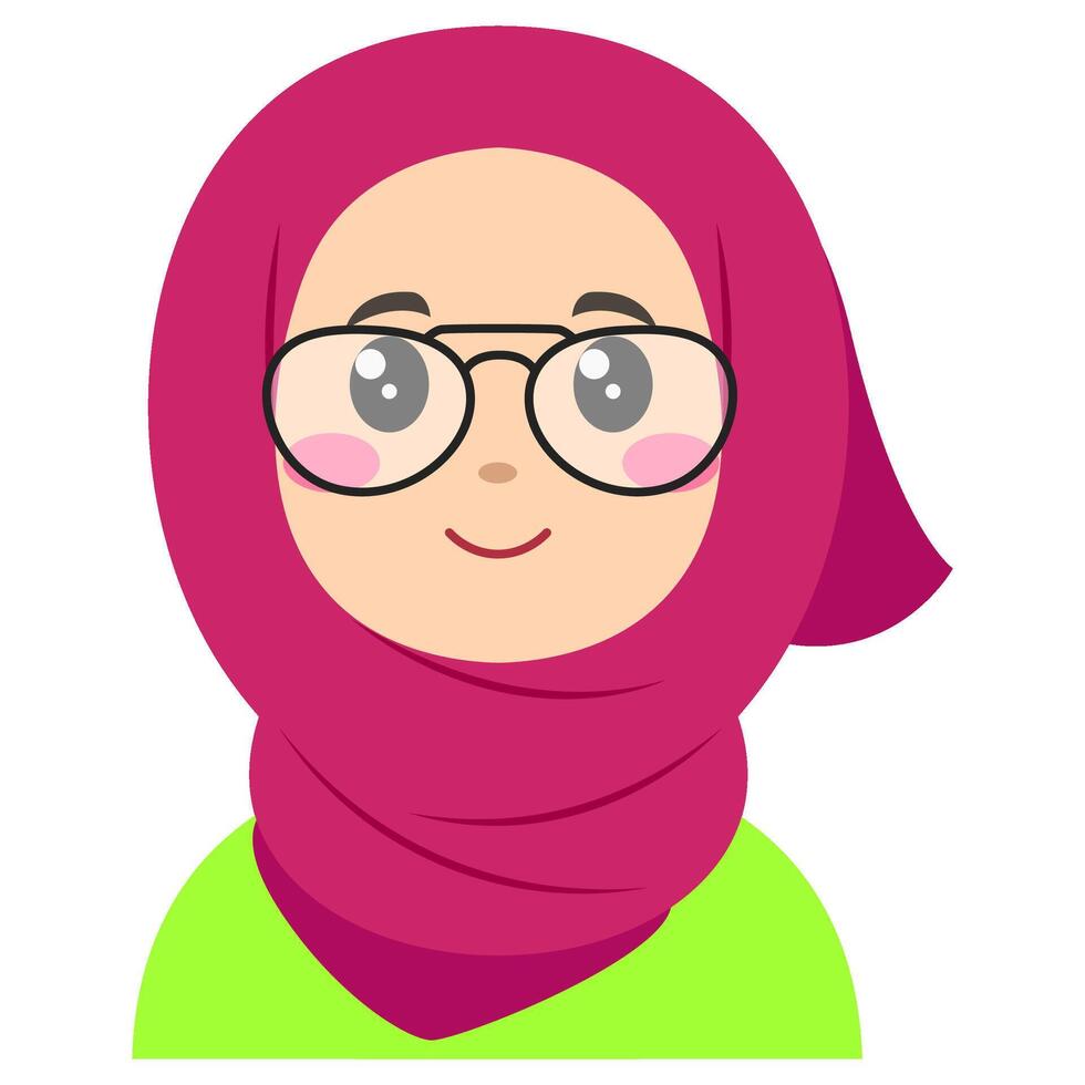 Cute sticker of woman in hijab, art illustration vector