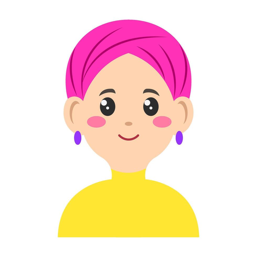 Cute sticker of woman in hijab, art illustration vector