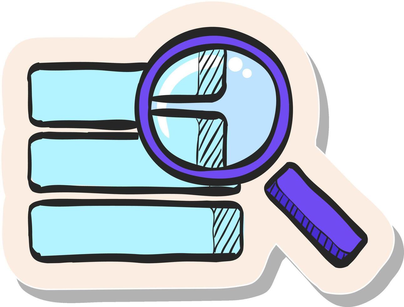 Hand drawn Database search icon in sticker style vector illustration