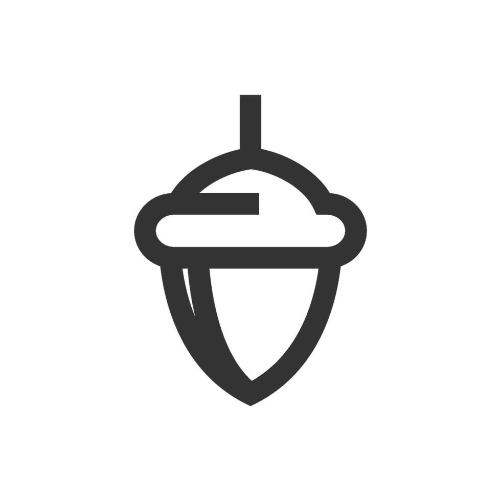Acorn seed icon in thick outline style. Black and white monochrome vector illustration.