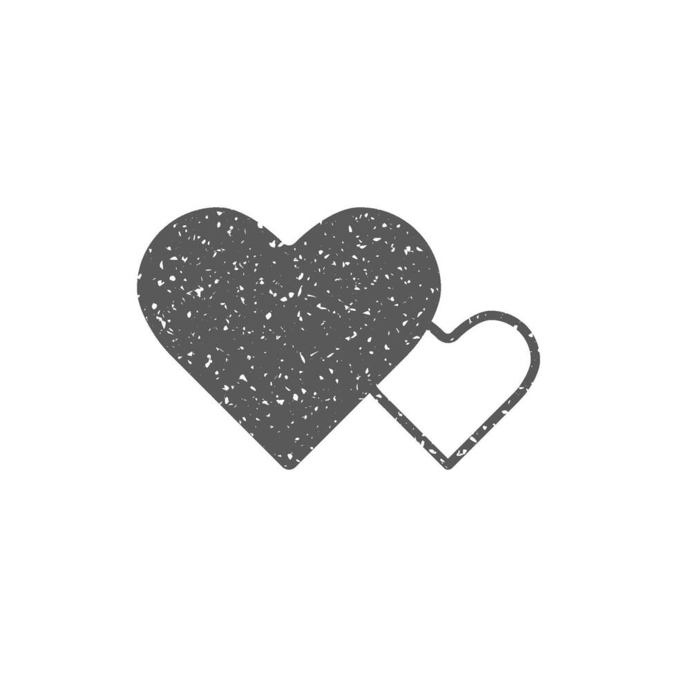 corazón forma icono en grunge textura vector ilustración