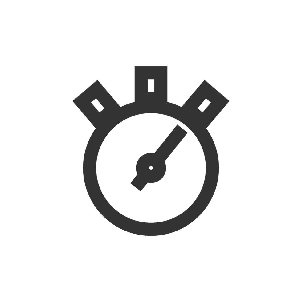 Stopwatch icon in thick outline style. Black and white monochrome vector illustration.