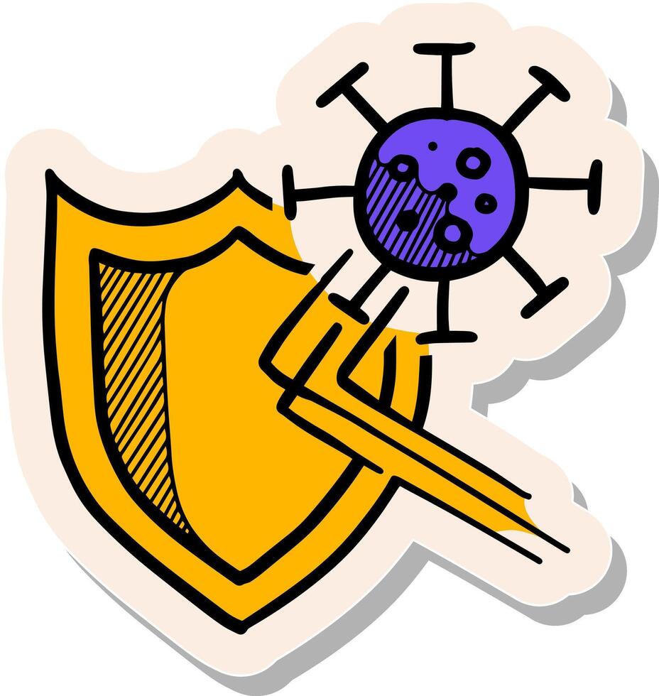 Hand drawn sticker style herd immunity concept icon vector illustration