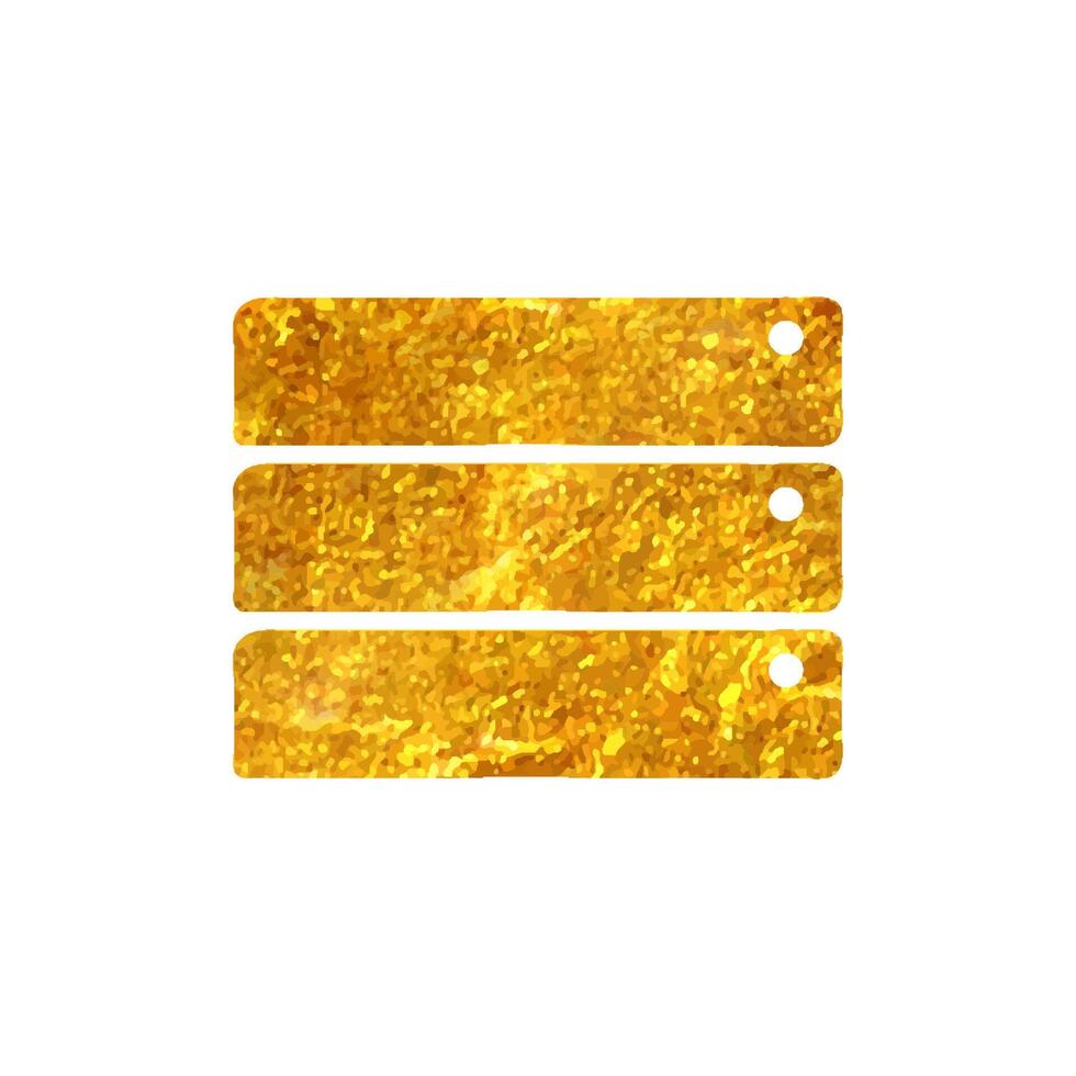 Hand drawn Database icon in gold foil texture vector illustration