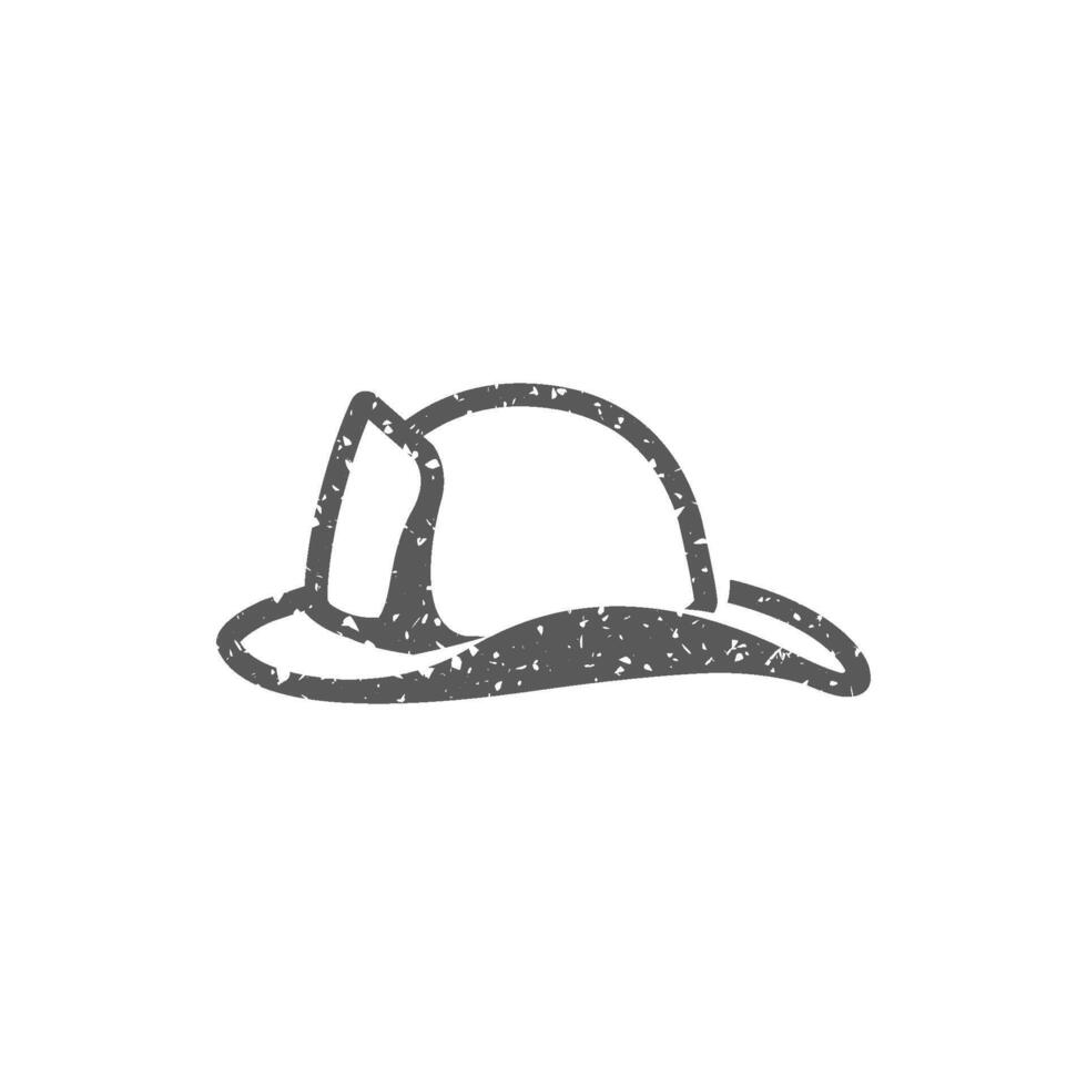 Fireman hat icon in grunge texture vector illustration