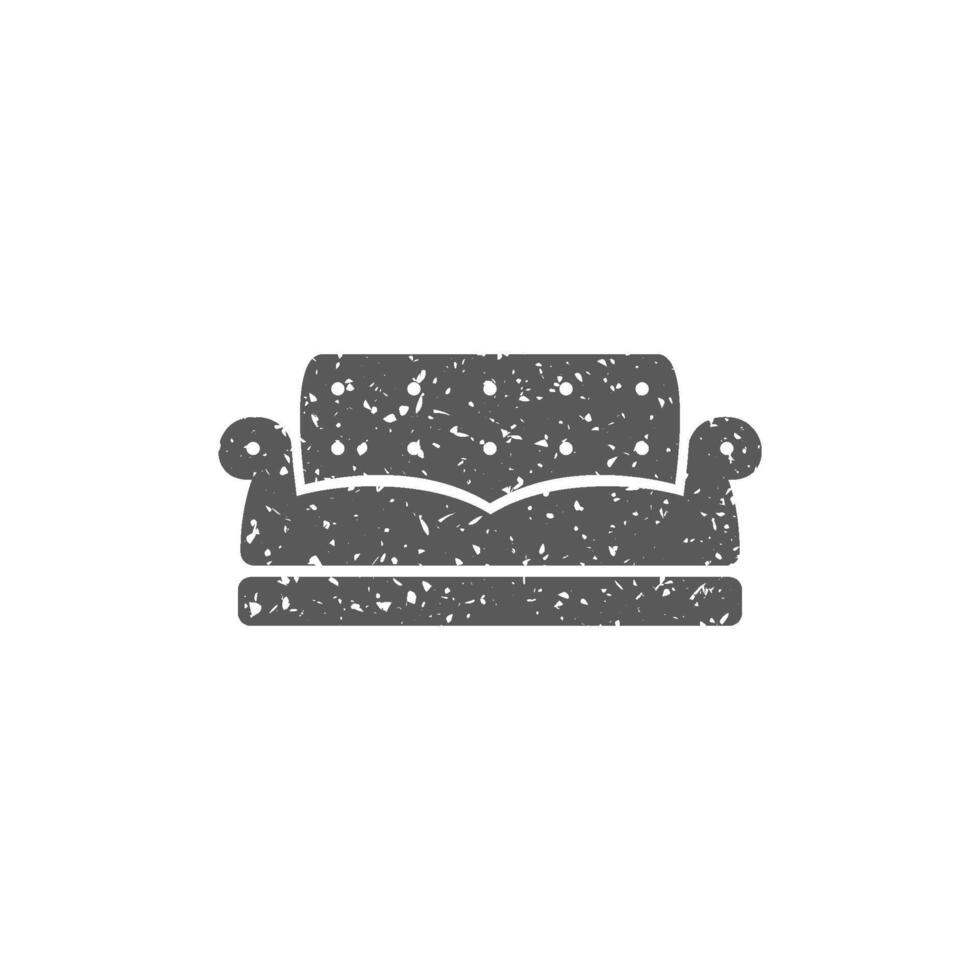 sofá icono en grunge textura vector ilustración