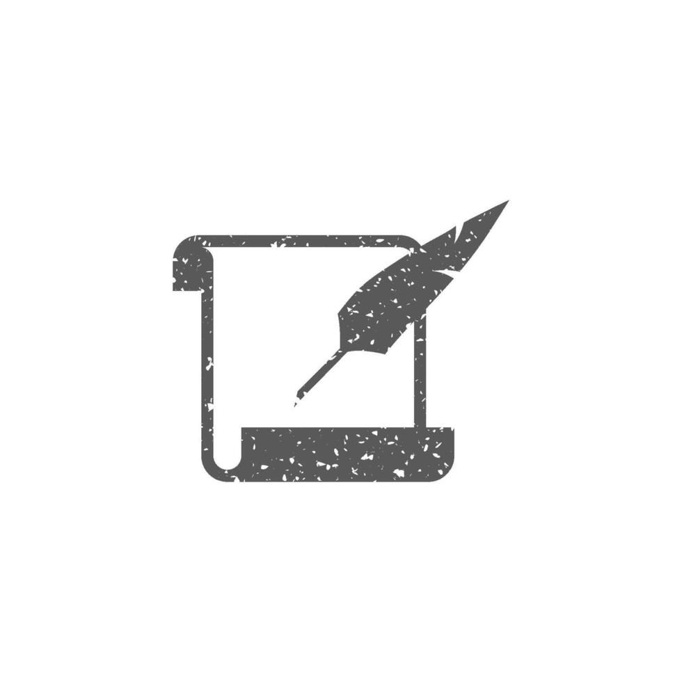 Letter quill pen icon in grunge texture vector illustration