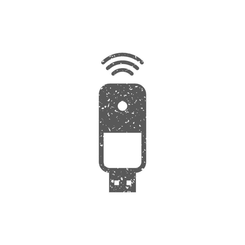 Wireless receiver icon in grunge texture vector illustration