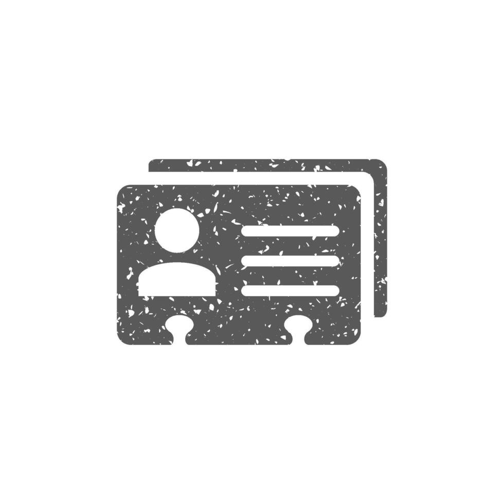 ID Card icon in grunge texture vector illustration