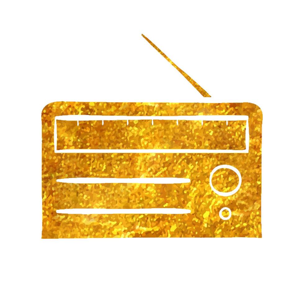 mano dibujado radio icono en oro frustrar textura vector ilustración