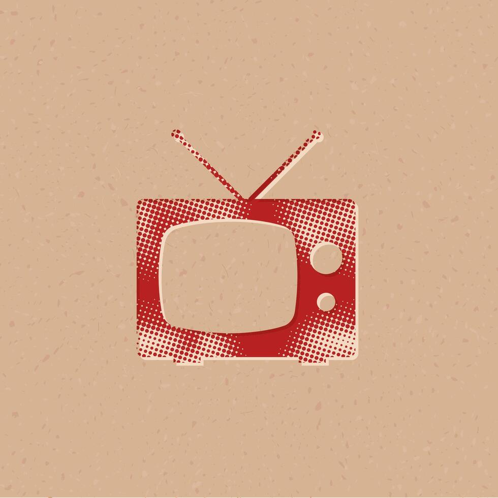 Television halftone style icon with grunge background vector illustration