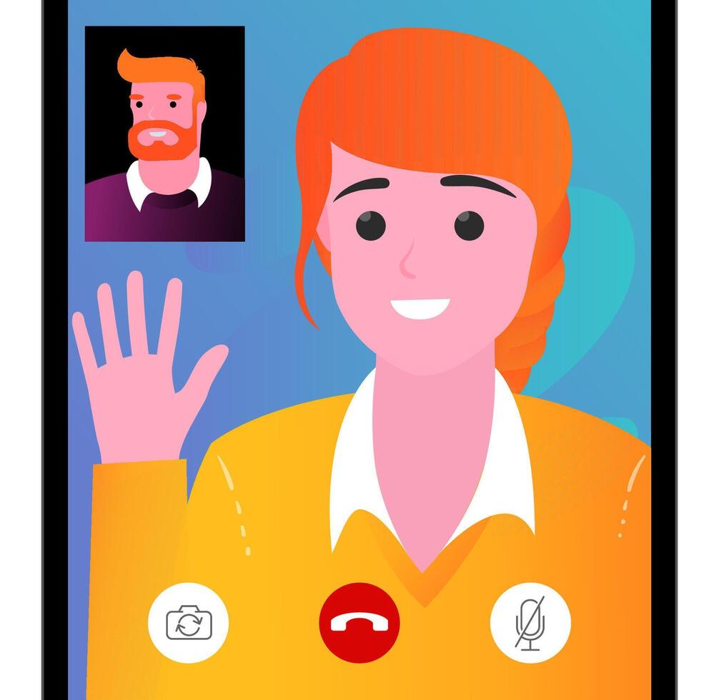 Video call smart phone screen vector