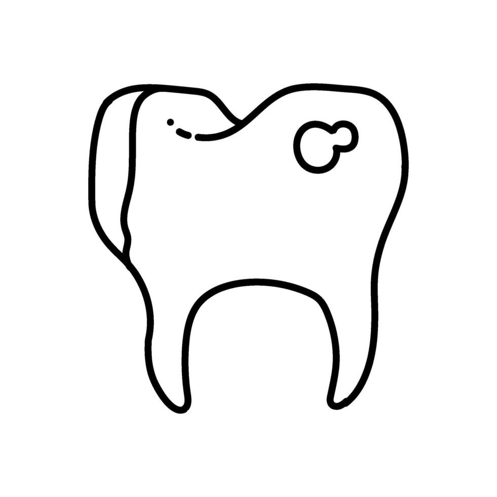 Tooth with ache icon. Hand drawn vector illustration. Editable line stroke.