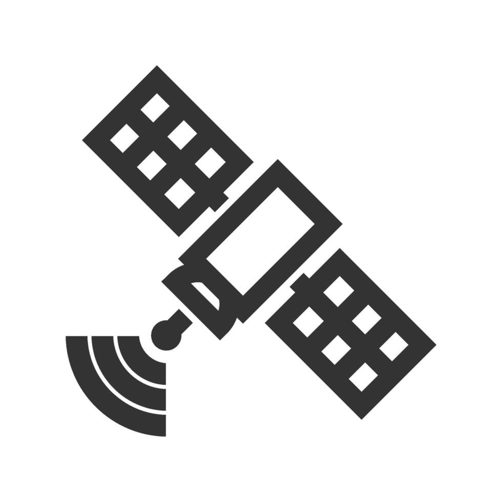 Satellite receiver icon in thick outline style. Black and white monochrome vector illustration.