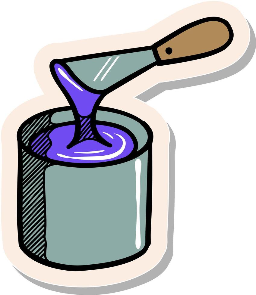 Hand drawn sticker style Paint bucket icon vector illustration