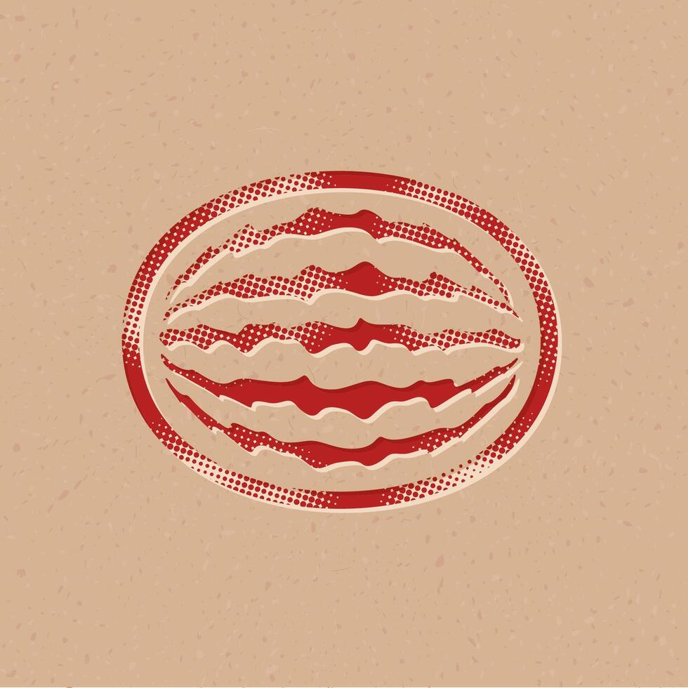 Water melon halftone style icon with grunge background vector illustration