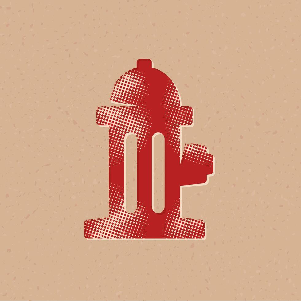 Hydrant halftone style icon with grunge background vector illustration