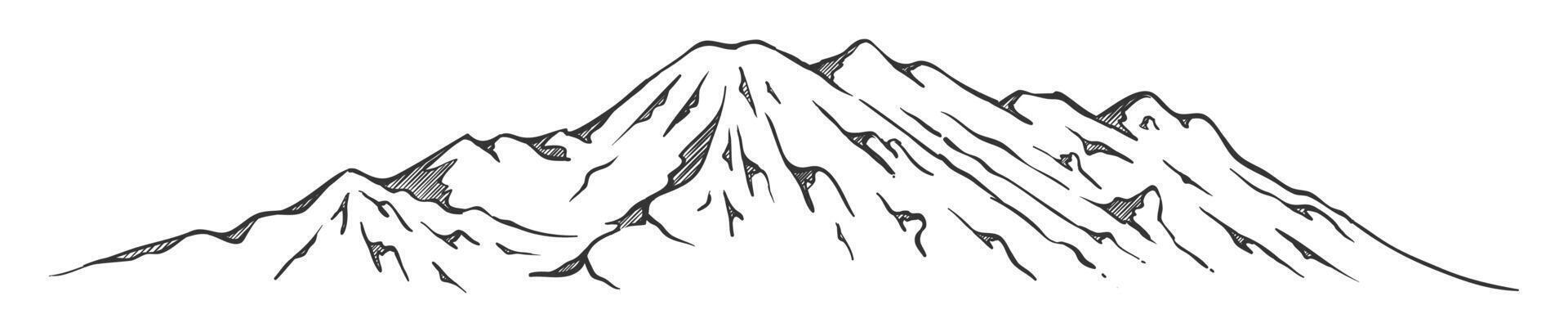 mano dibujado garabatear bosquejo montañas vector ilustración