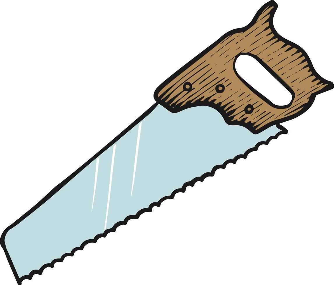 Hand saw icon  style color vector illustration