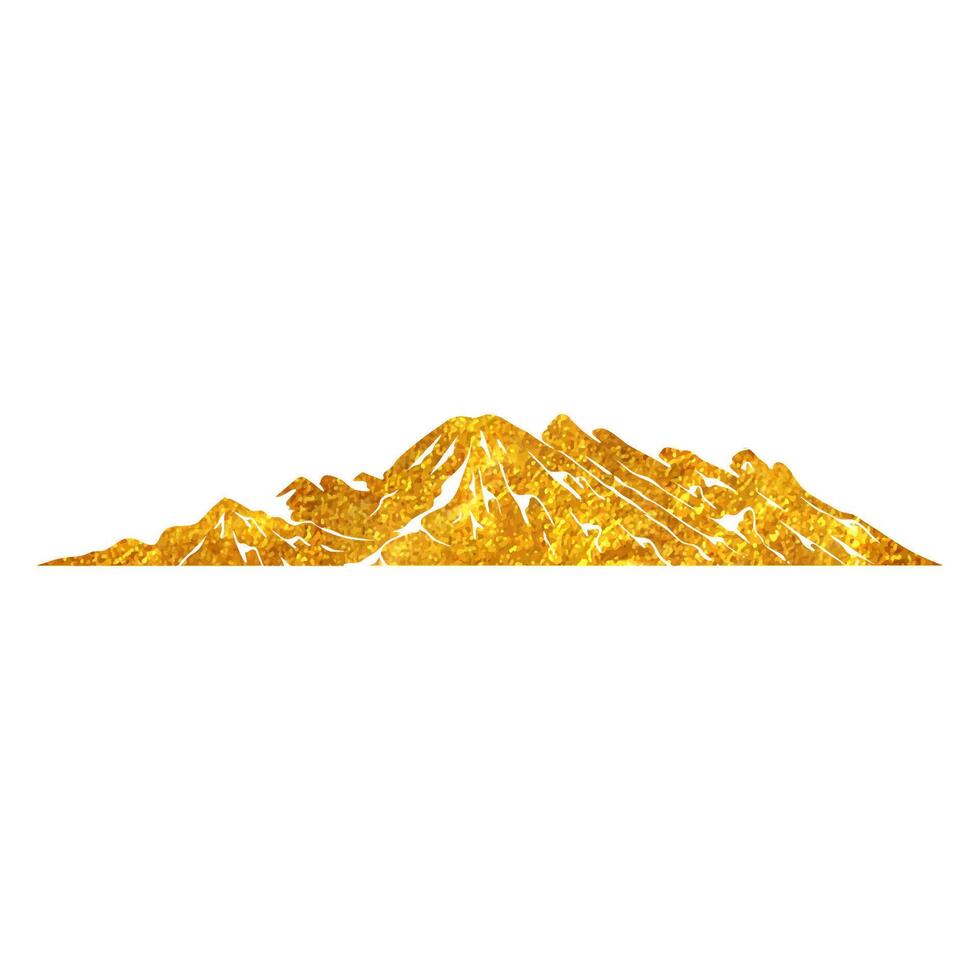 mano dibujado montañas en oro frustrar textura vector ilustración