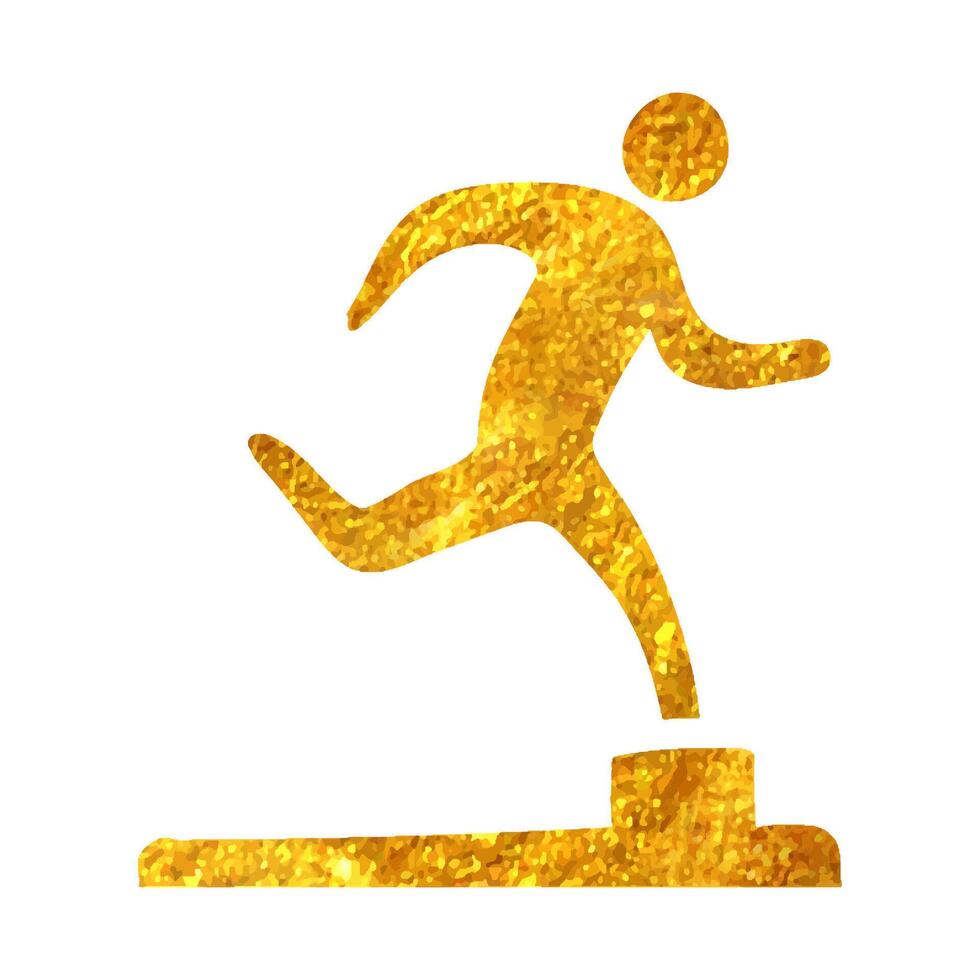 Hand drawn Athletic trophy icon in gold foil texture vector illustration