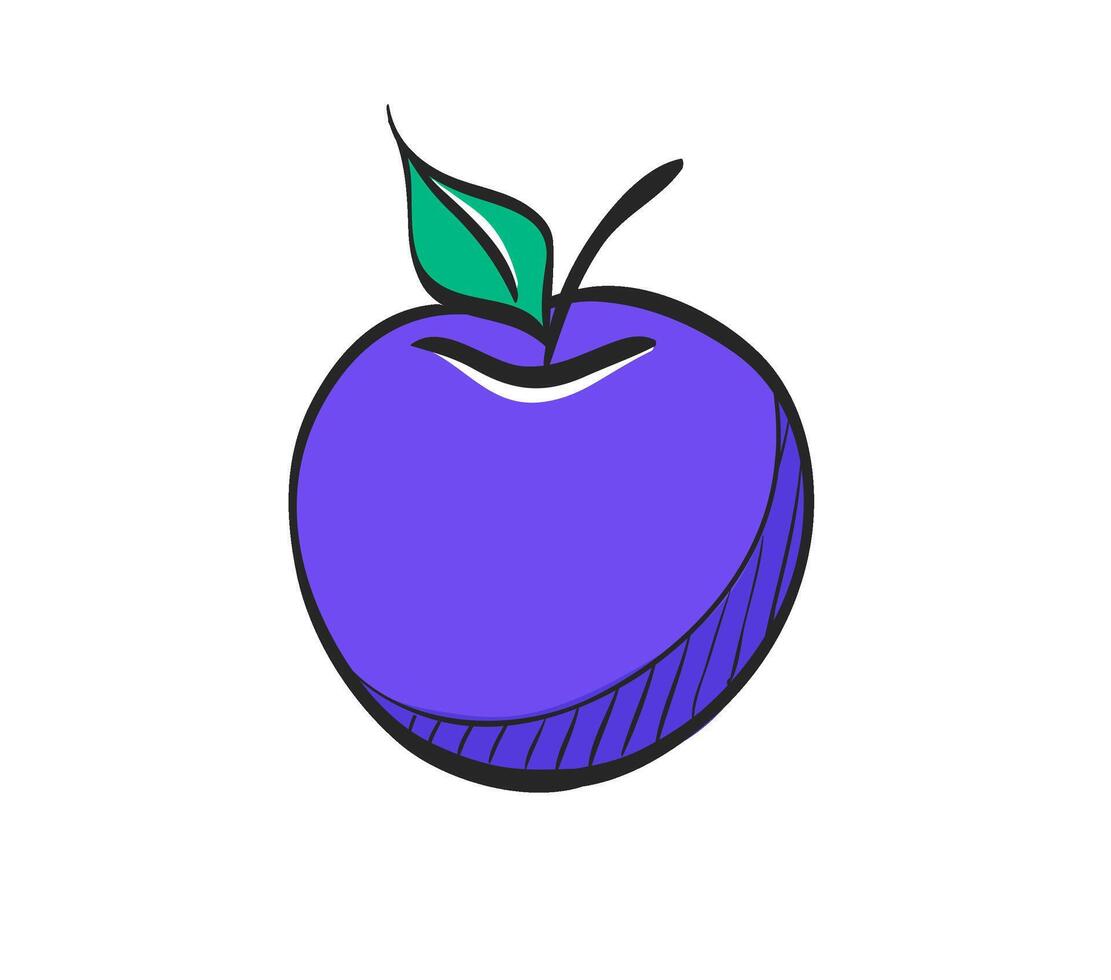 Apple icon in hand drawn color vector illustration