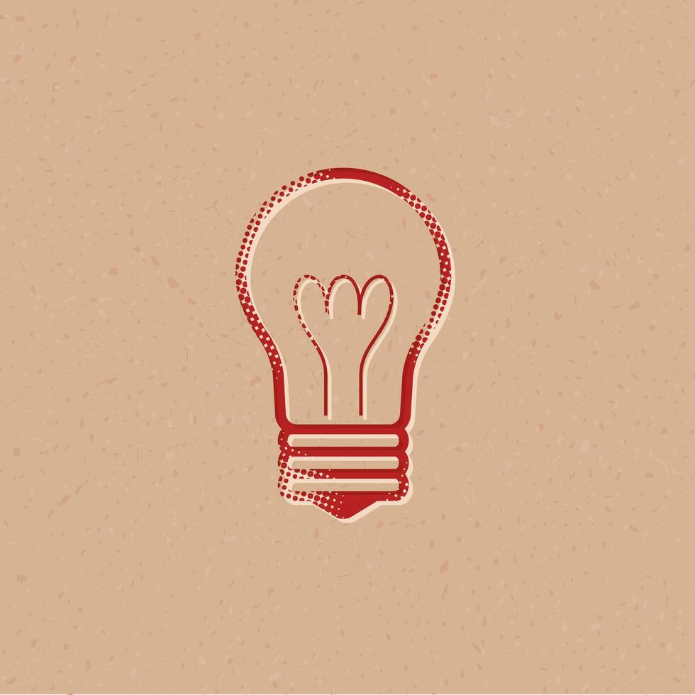 Light bulb halftone style icon with grunge background vector illustration