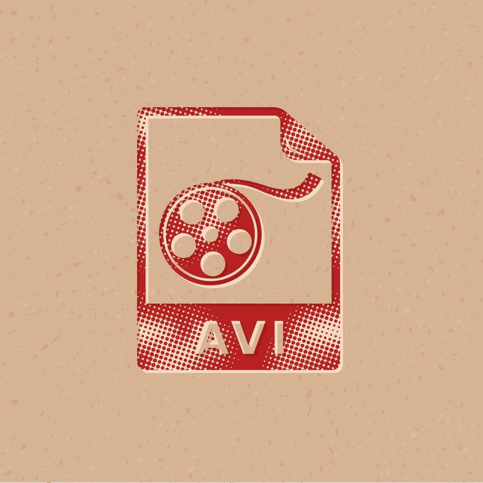 vídeo archivo formato trama de semitonos estilo icono con grunge antecedentes vector ilustración