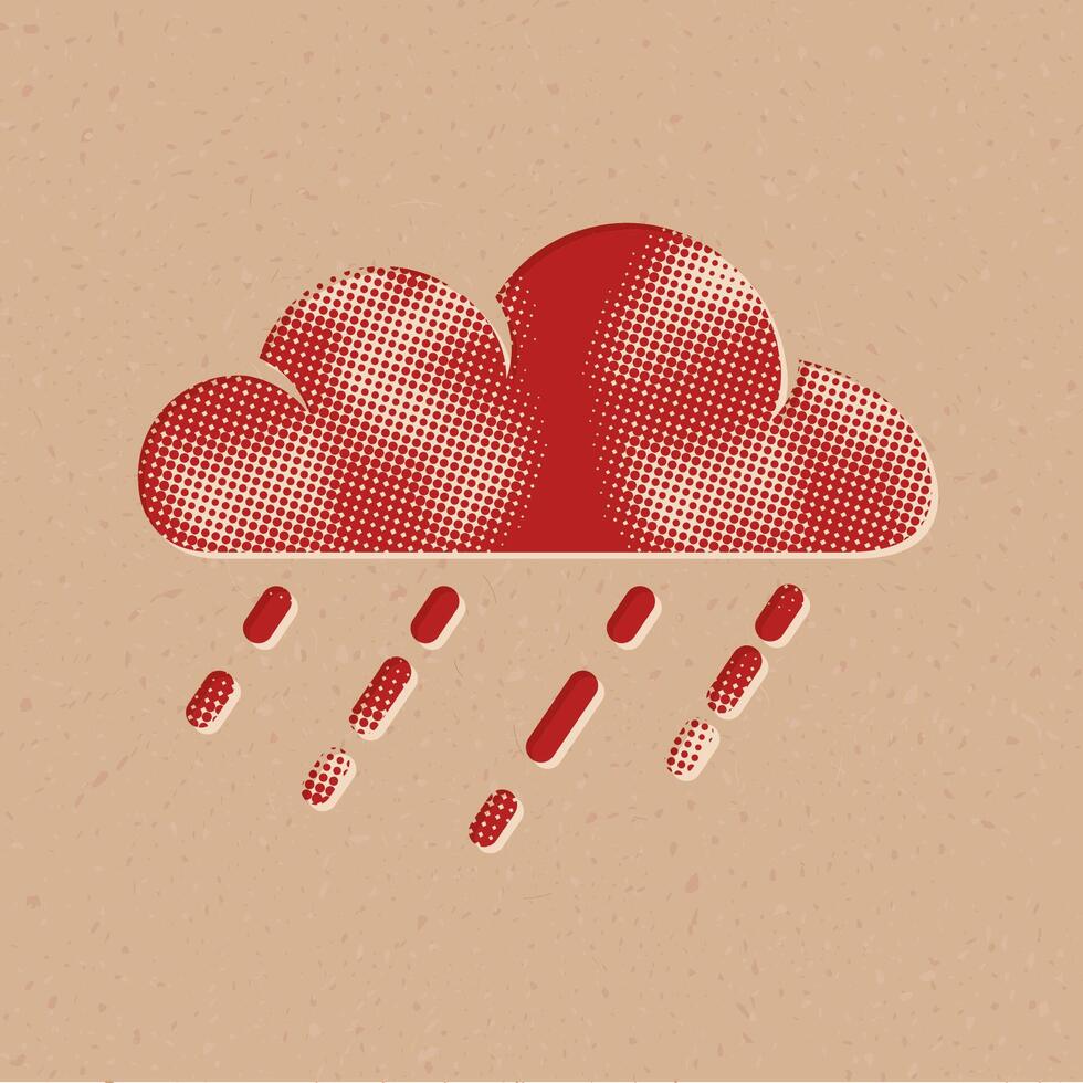 lluvia nube trama de semitonos estilo icono con grunge antecedentes vector ilustración