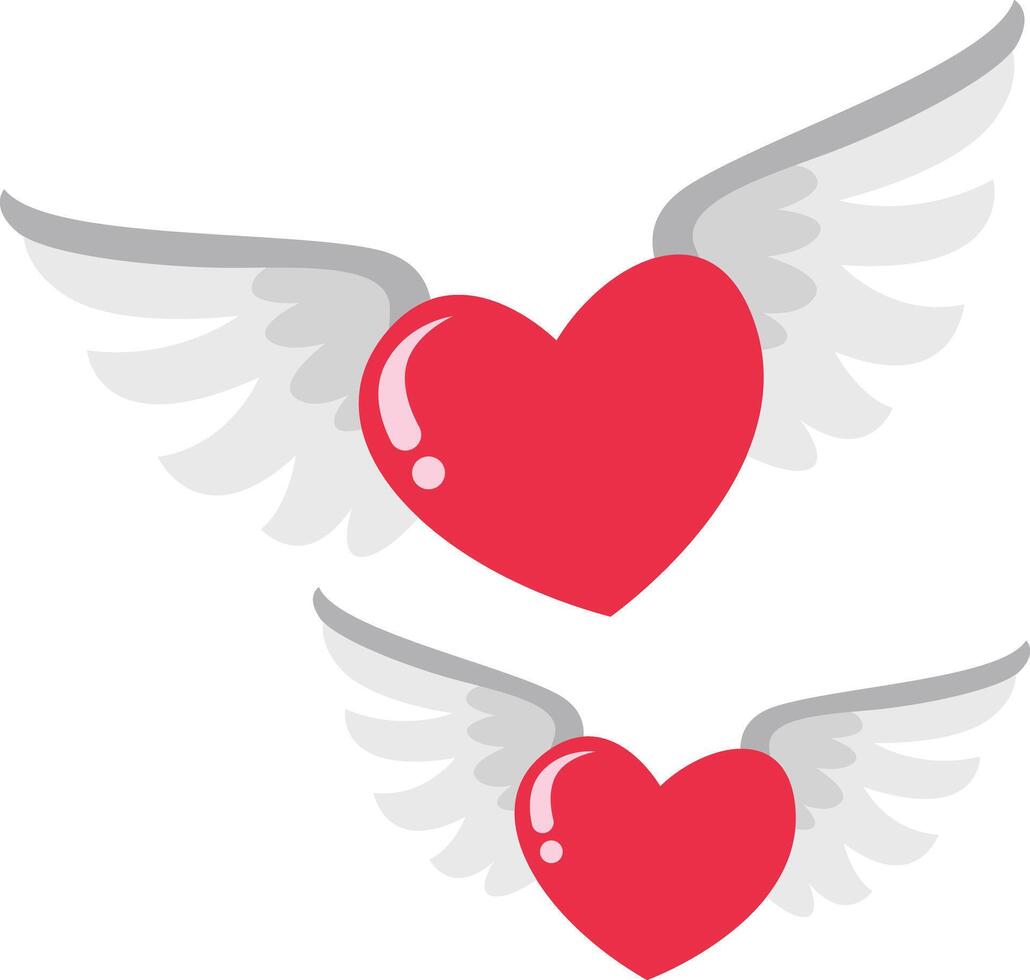 heart with wings valentines day vector icon